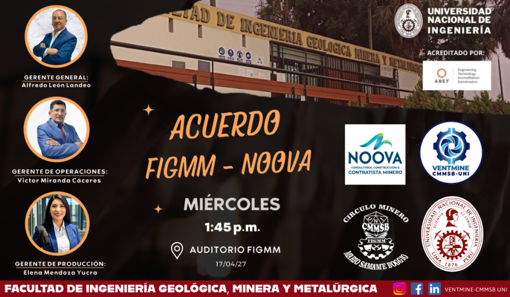 Acuerdo entre Noova SAC y la Facultad de Ingeniería Geológica, Minera y Metalúrgica